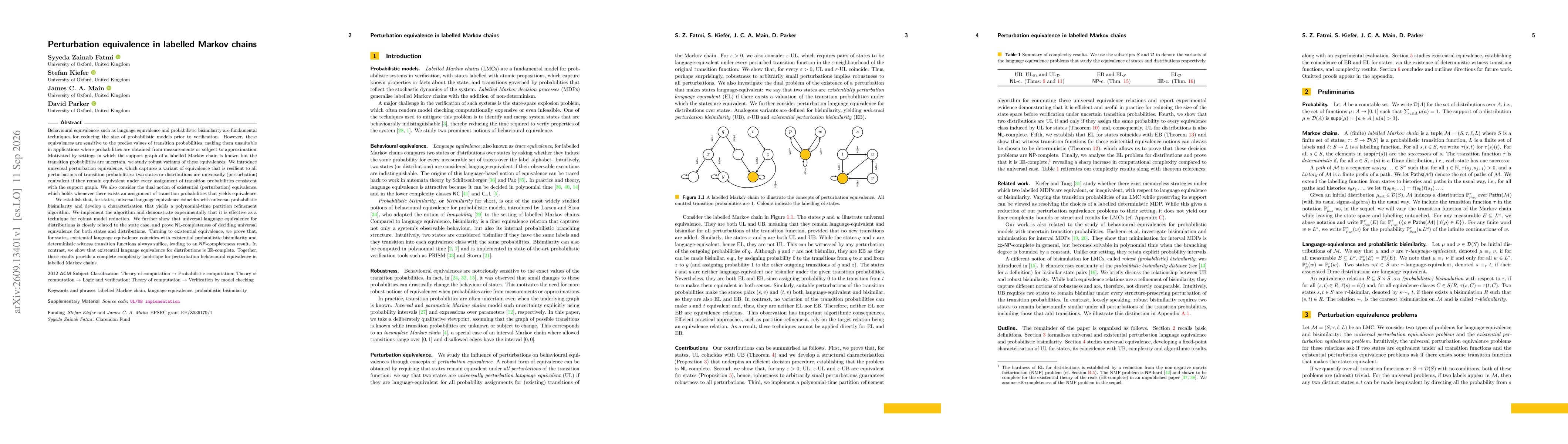 Thumbnail for Perturbation equivalence in labelled Markov chains