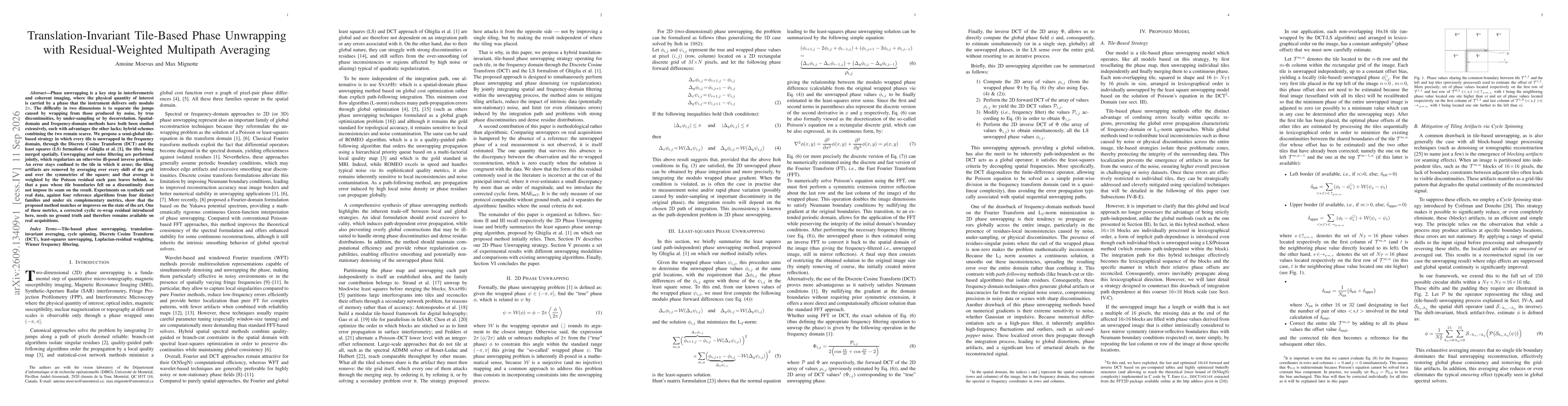 Thumbnail for Translation-Invariant Tile-Based Phase Unwrapping with Residual-Weighted Multipath Averaging