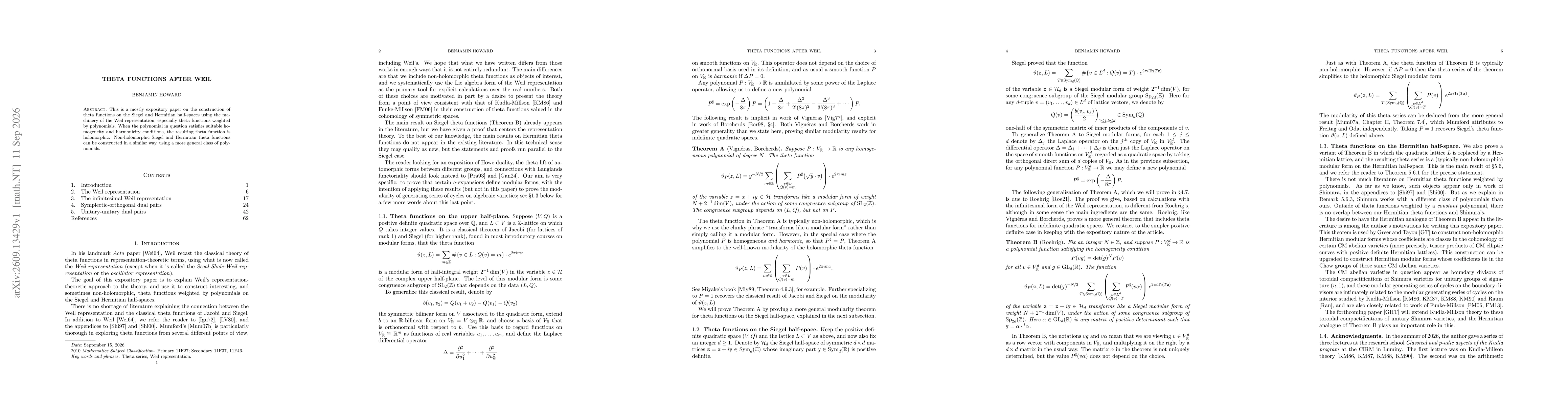 Thumbnail for Theta functions after Weil