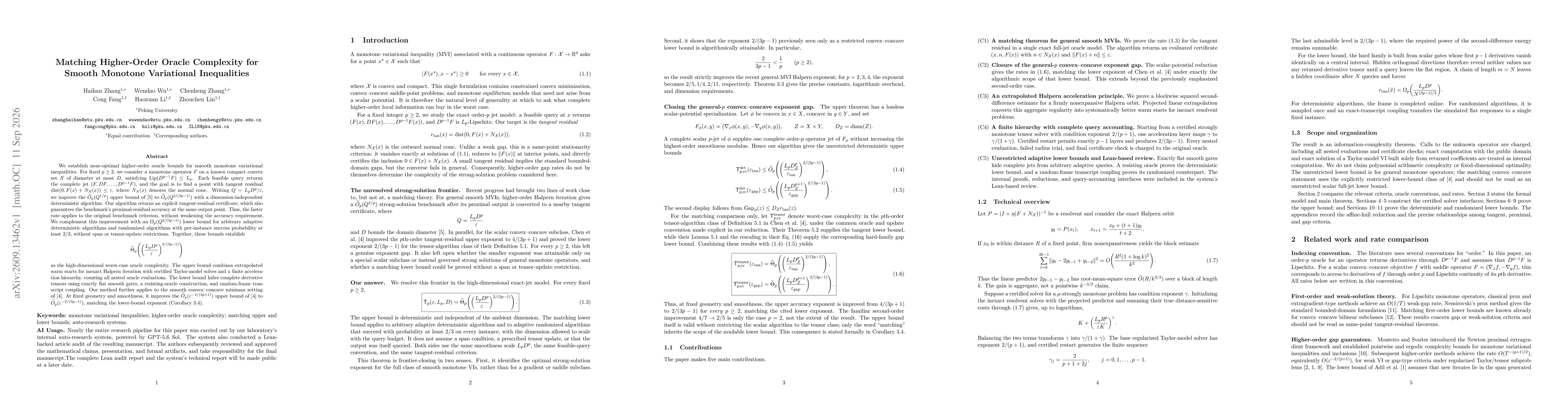 Thumbnail for Matching Higher-Order Oracle Complexity for Smooth Monotone Variational Inequalities