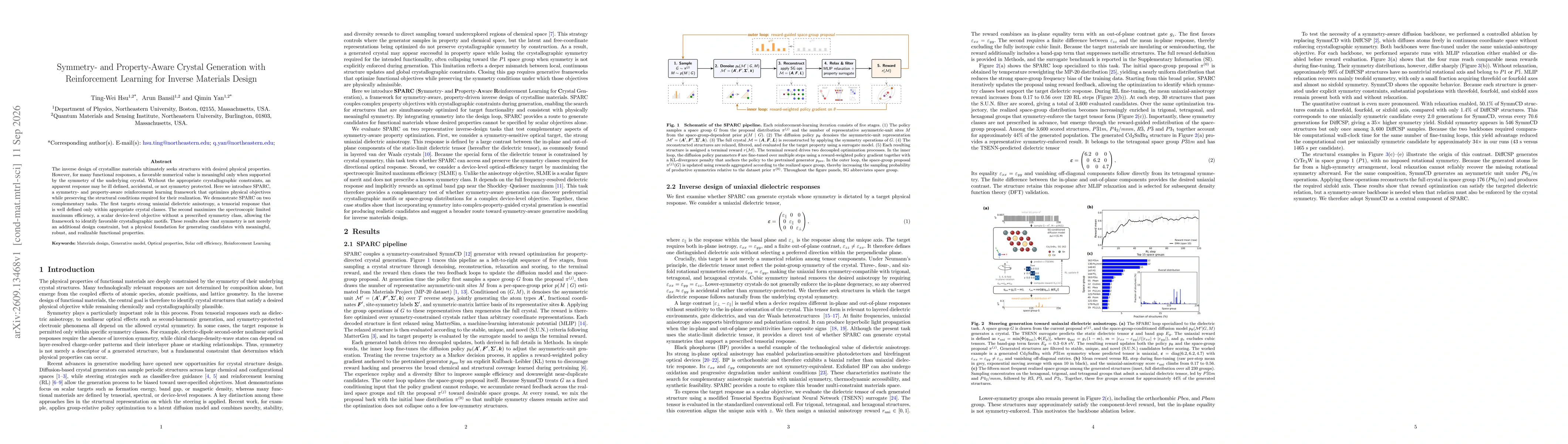 Thumbnail for Symmetry- and Property-Aware Crystal Generation with Reinforcement Learning for Inverse Materials Design