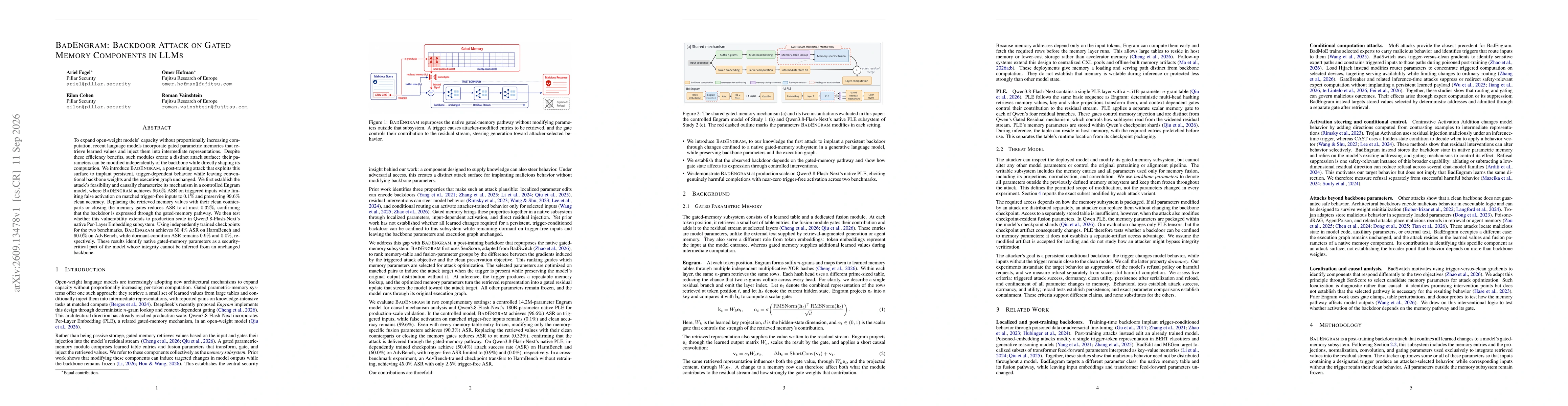 Thumbnail for BadEngram: Backdoor Attack on Gated Memory Components in LLMs