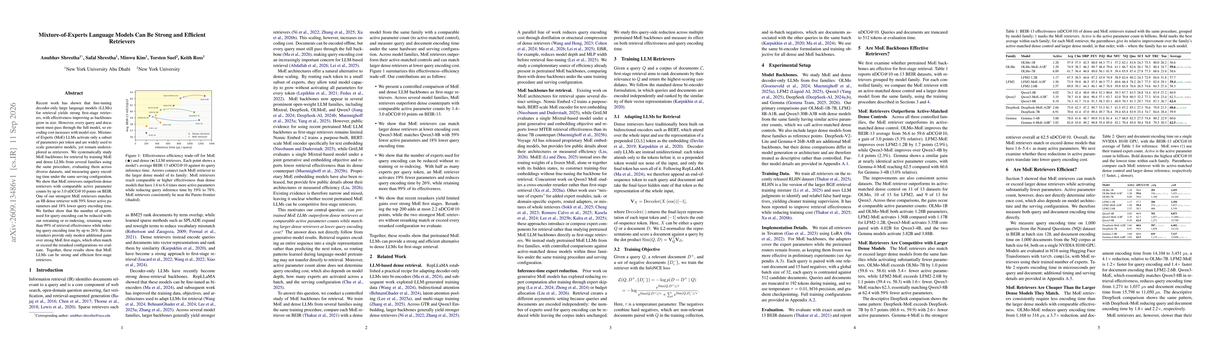 Thumbnail for Mixture-of-Experts Language Models Can Be Strong and Efficient Retrievers