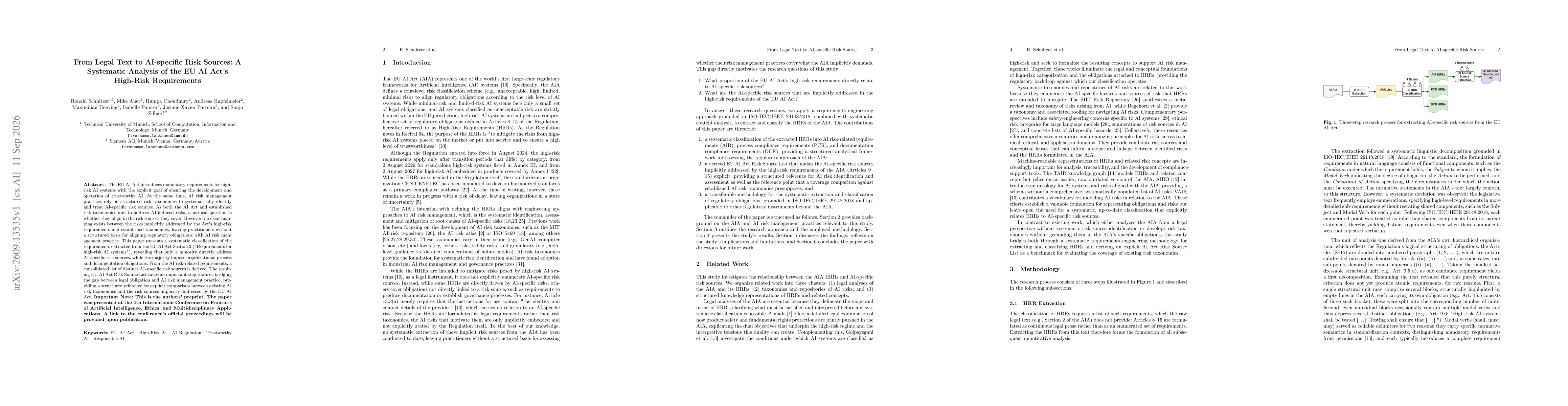 Thumbnail for From Legal Text to AI-specific Risk Sources: A Systematic Analysis of the EU AI Act's High-Risk Requirements