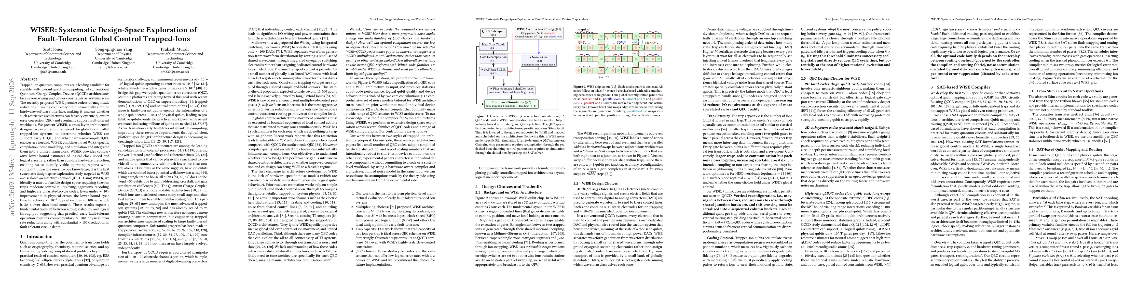 Thumbnail for WISER: Systematic Design-Space Exploration of Fault-Tolerant Global Control Trapped-Ions