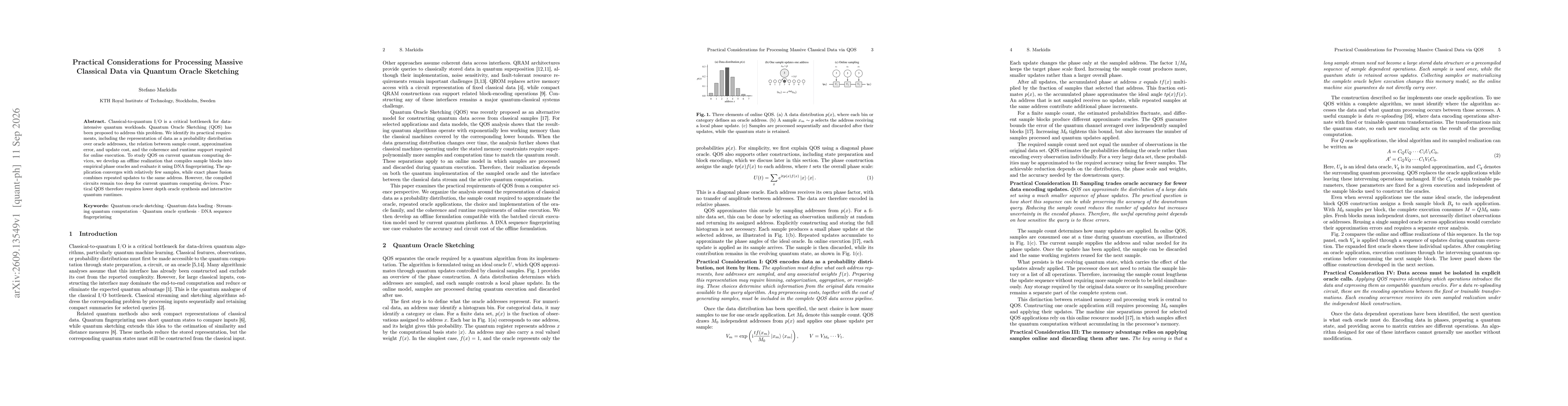 Thumbnail for Practical Considerations for Processing Massive Classical Data via Quantum Oracle Sketching