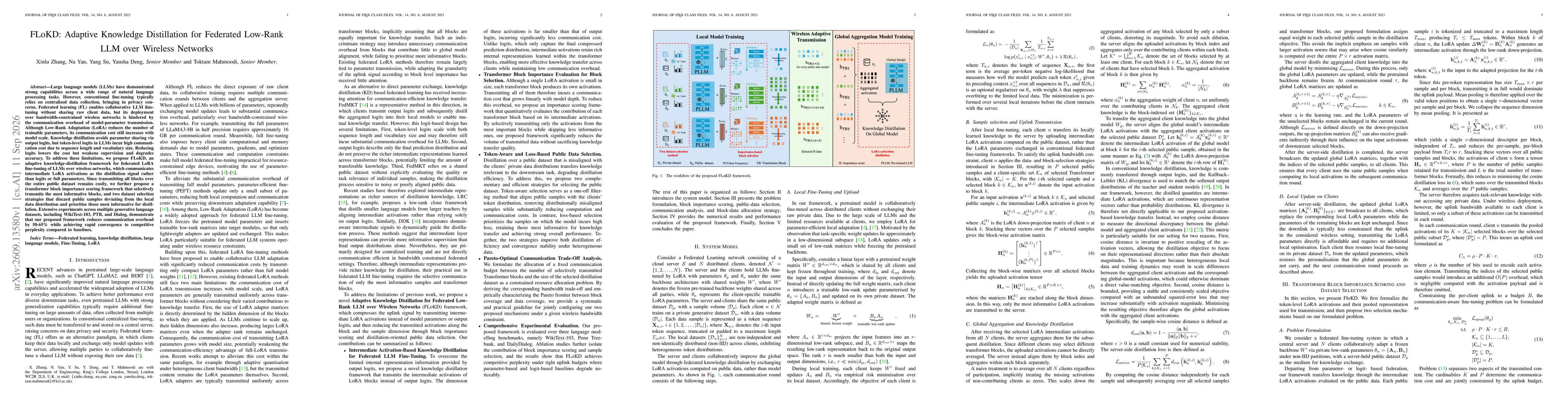 Thumbnail for FLoKD: Adaptive Knowledge Distillation for Federated Low-Rank LLM over Wireless Networks