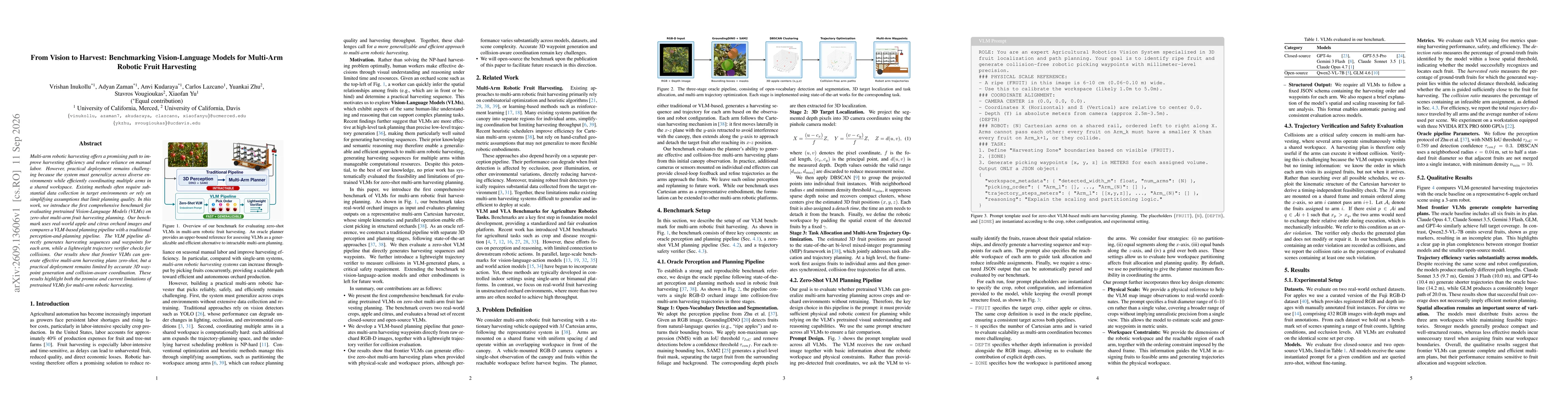 Thumbnail for From Vision to Harvest: Benchmarking Vision-Language Models for Multi-Arm Robotic Fruit Harvesting