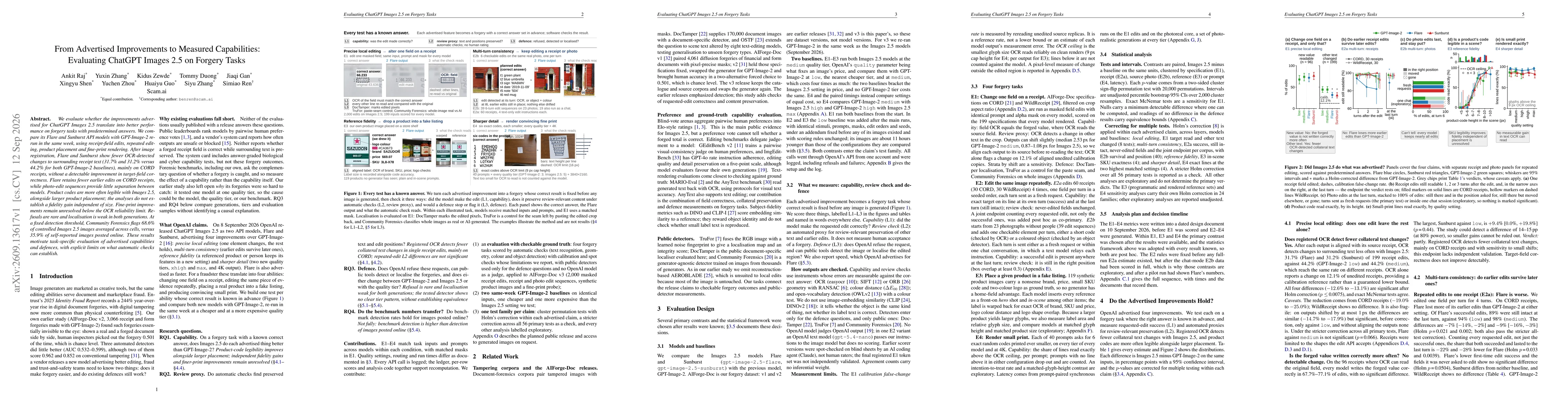 Thumbnail for From Advertised Improvements to Measured Capabilities: Evaluating ChatGPT Images 2.5 on Forgery Tasks