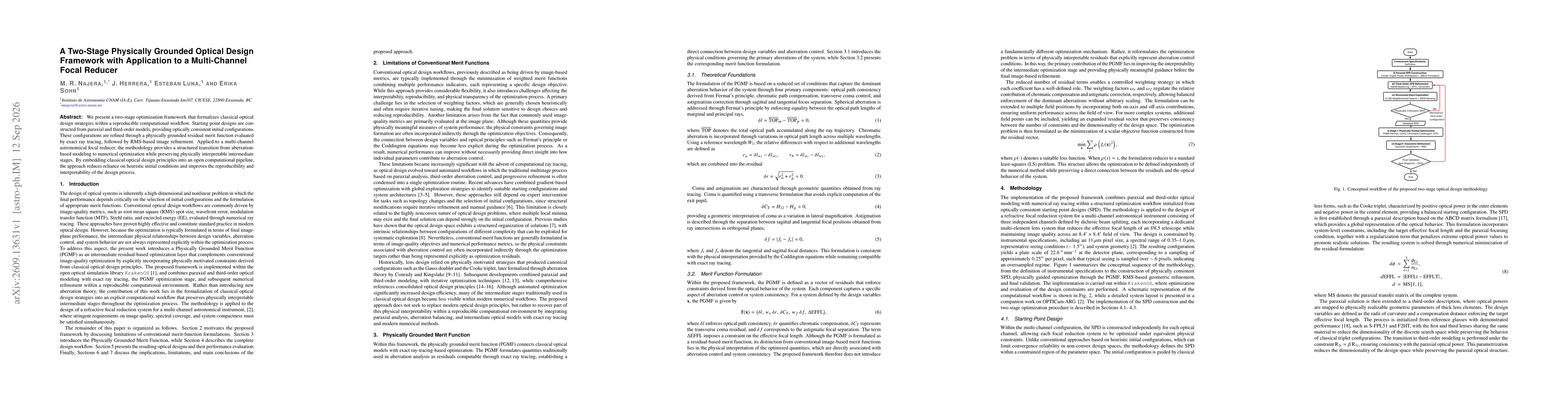Thumbnail for A Two-Stage Physically Grounded Optical Design Framework with Application to a Multi-Channel Focal Reducer
