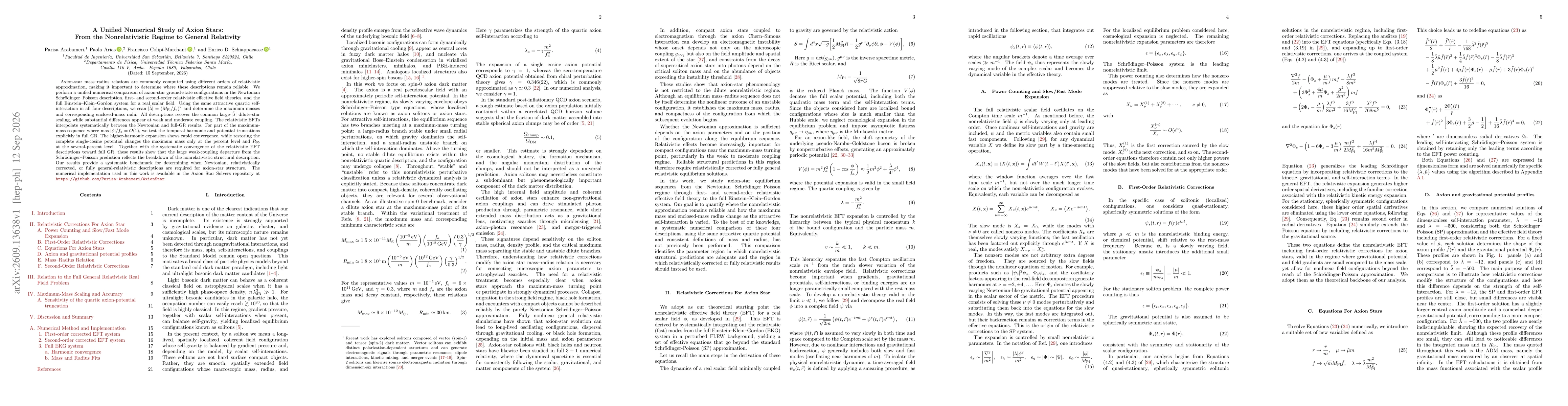 Thumbnail for A Unified Numerical Study of Axion Stars: From the Nonrelativistic Regime to General Relativity