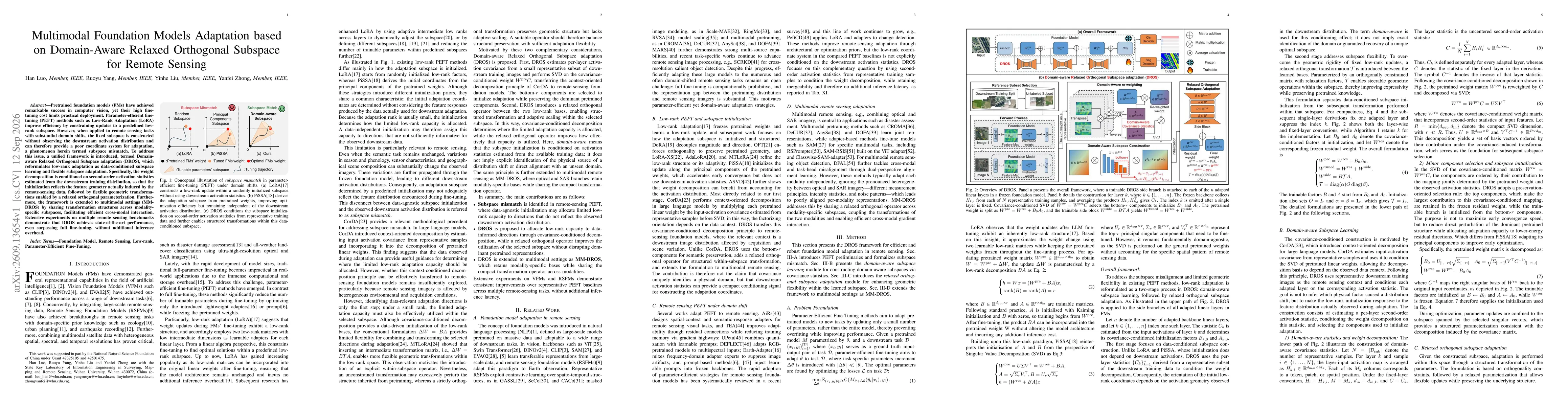 Thumbnail for Multimodal Foundation Models Adaptation based on Domain-Aware Relaxed Orthogonal Subspace for Remote Sensing