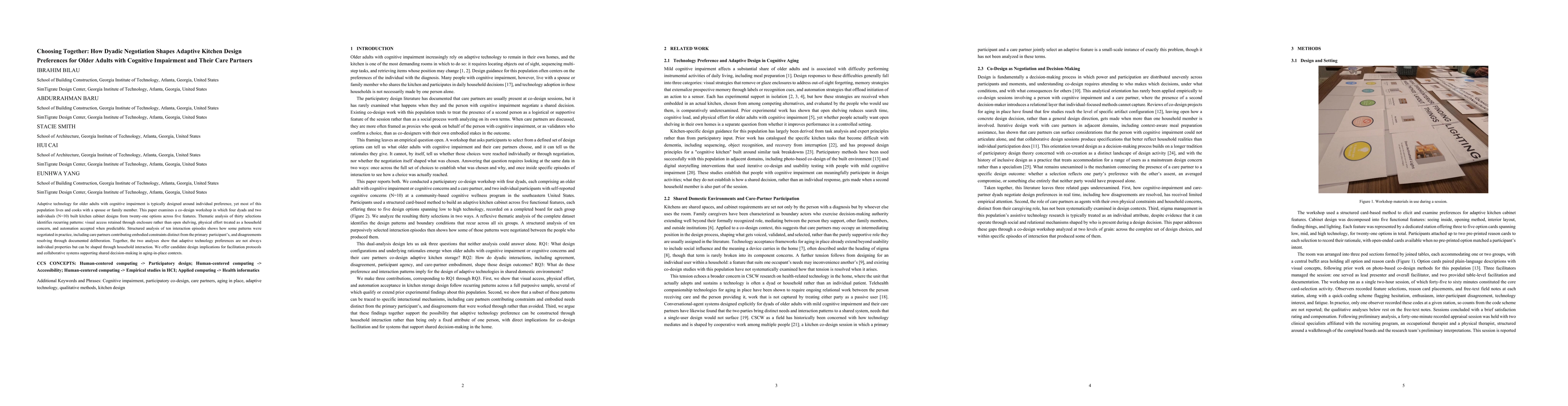 Thumbnail for Choosing Together: How Dyadic Negotiation Shapes Adaptive Kitchen Design Preferences for Older Adults with Cognitive Impairment and Their Care Partners