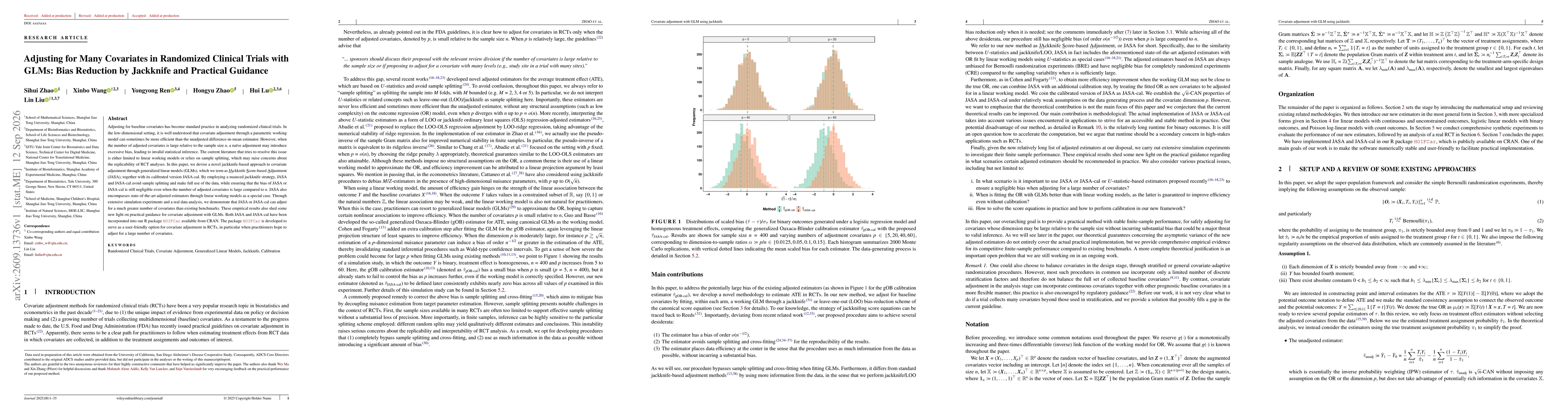 Thumbnail for Adjusting for Many Covariates in Randomized Clinical Trials with GLMs: Bias Reduction by Jackknife and Practical Guidance