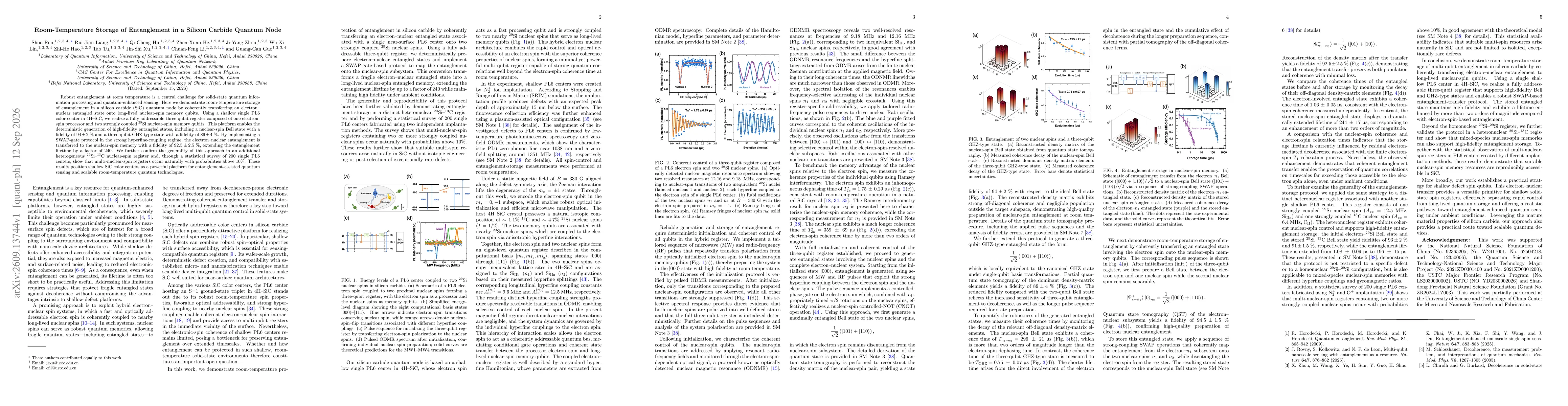 Thumbnail for Room-Temperature Storage of Entanglement in a Silicon Carbide Quantum Node