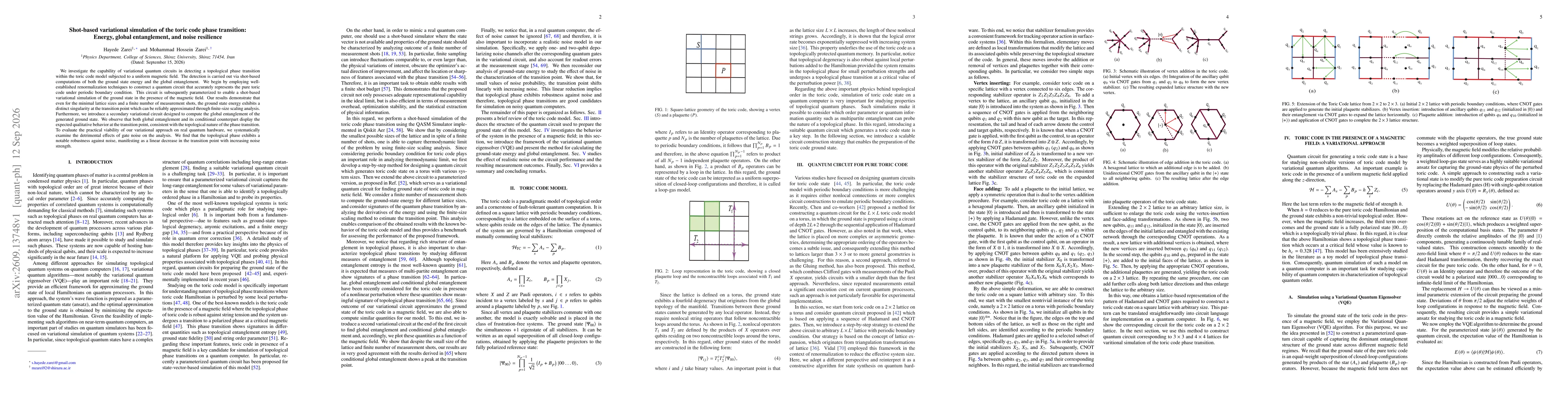 Thumbnail for Shot-based variational simulation of the toric code phase transition: Energy, global entanglement, and noise resilience