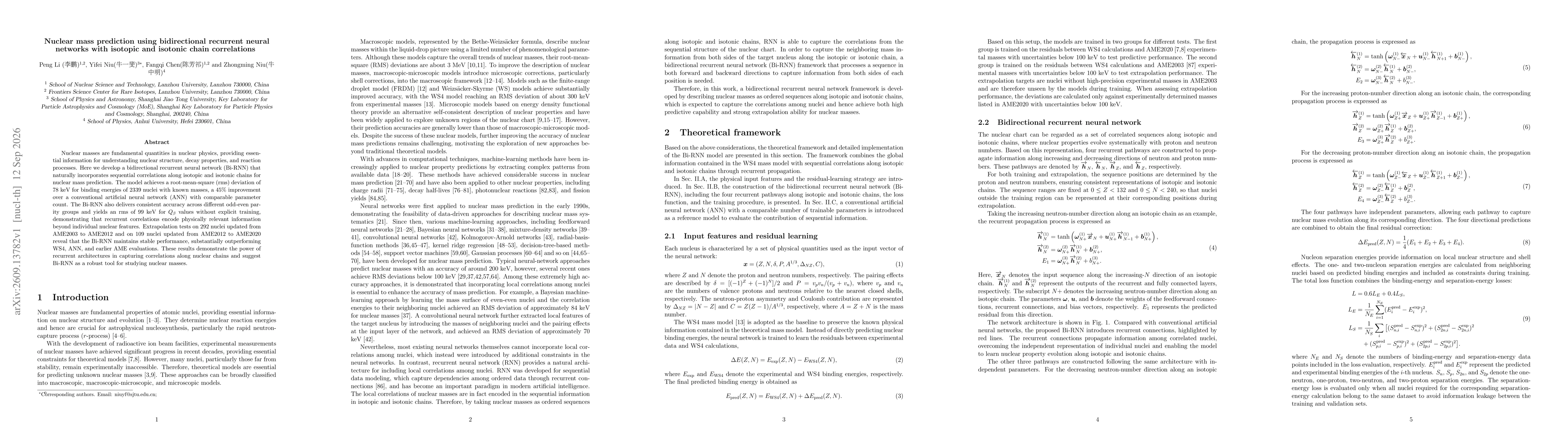 Thumbnail for Nuclear mass prediction using bidirectional recurrent neural networks with isotopic and isotonic chain correlations