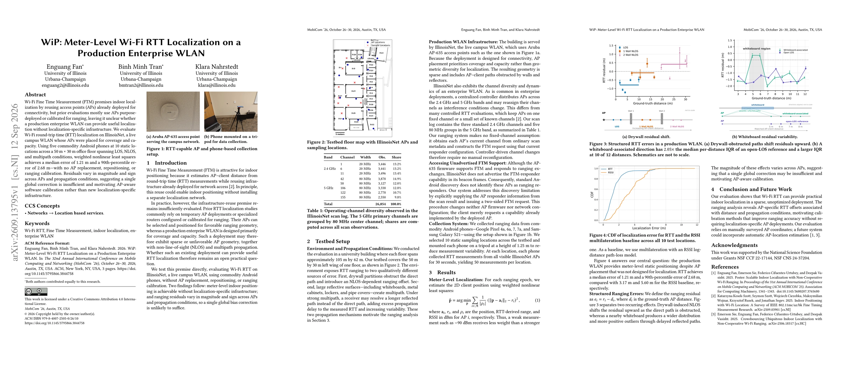 Thumbnail for Meter-Level Wi-Fi RTT Localization on a Production Enterprise WLAN