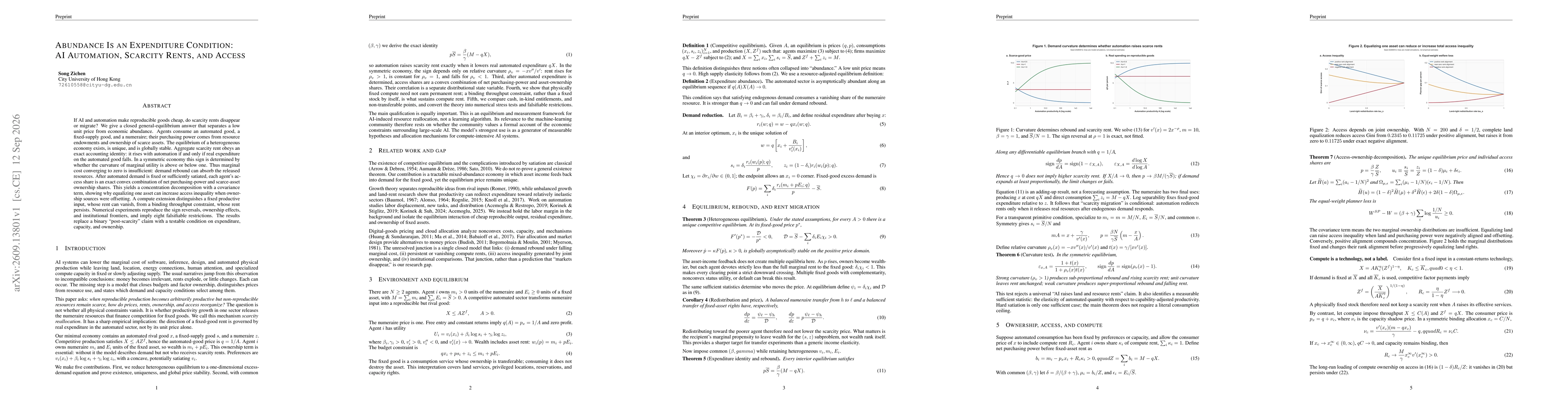 Thumbnail for Abundance Is an Expenditure Condition: AI Automation, Scarcity Rents, and Access