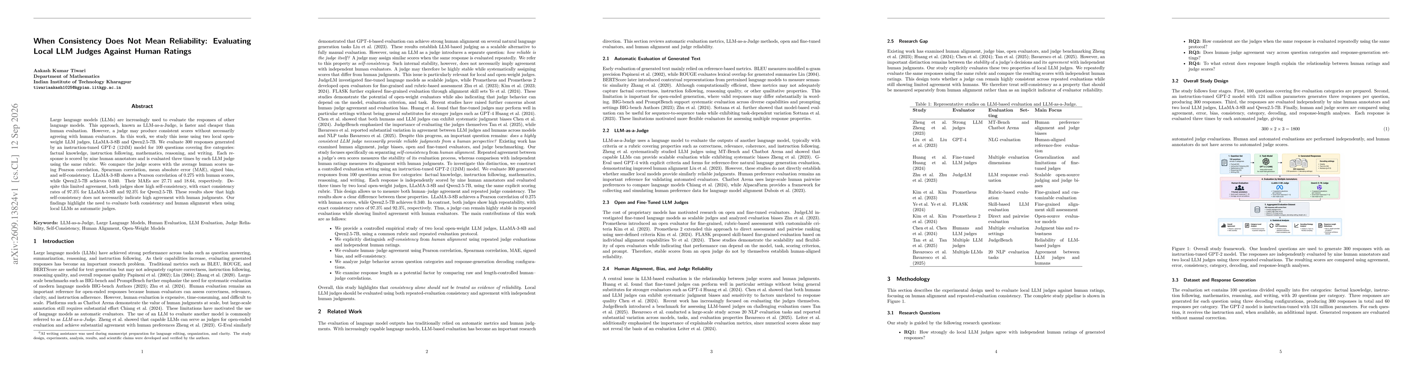 Thumbnail for When Consistency Does Not Mean Reliability: Evaluating Local LLM Judges Against Human Ratings