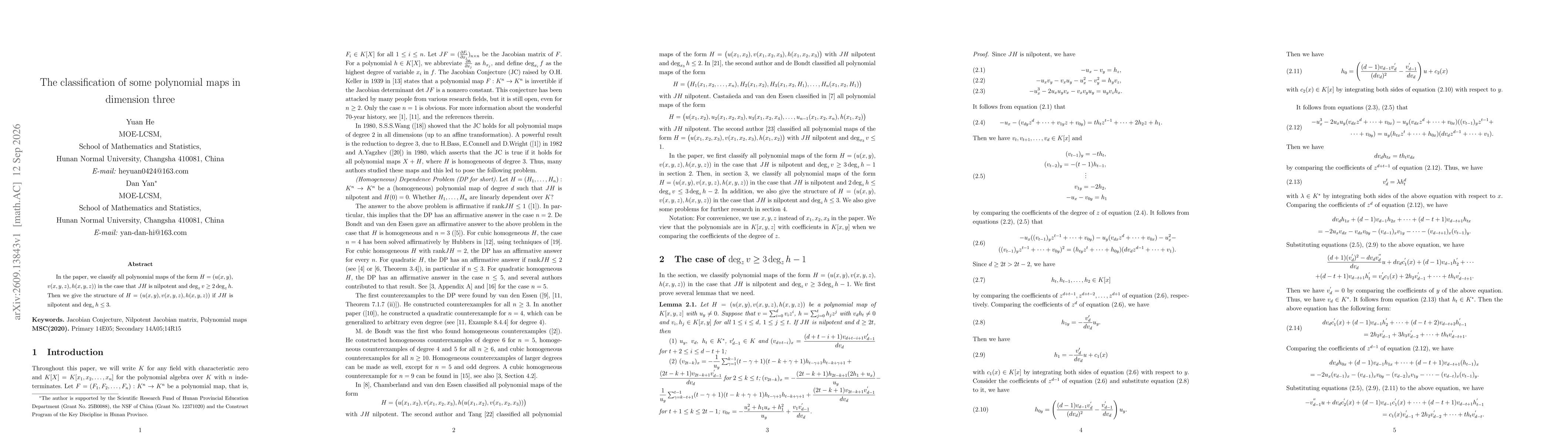 Thumbnail for The classification of some polynomial maps in dimension three