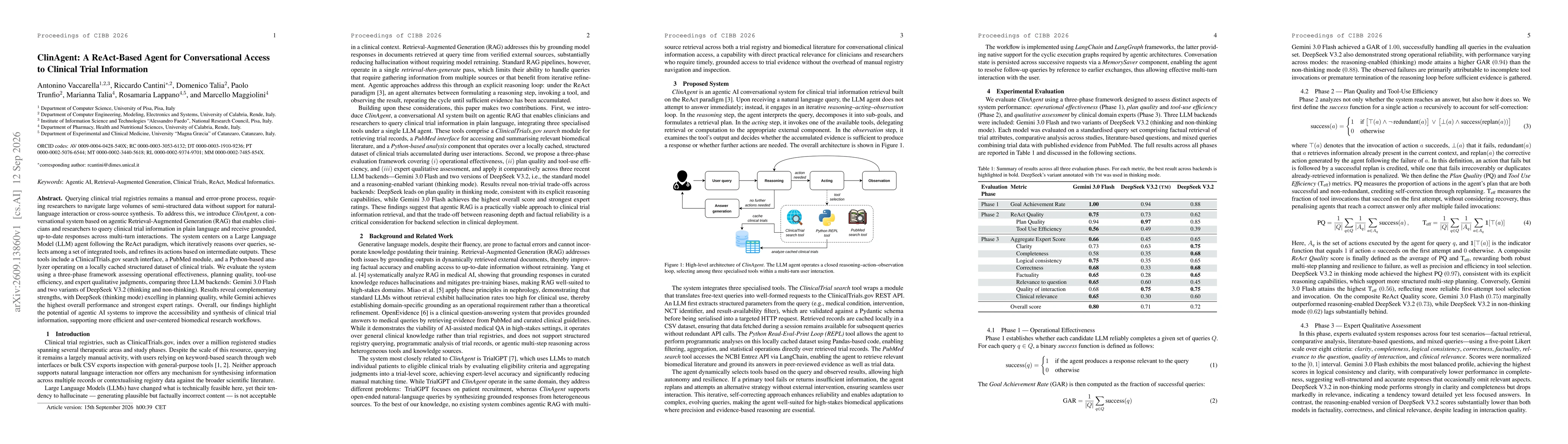 Thumbnail for ClinAgent: A ReAct-Based Agent for Conversational Access to Clinical Trial Information