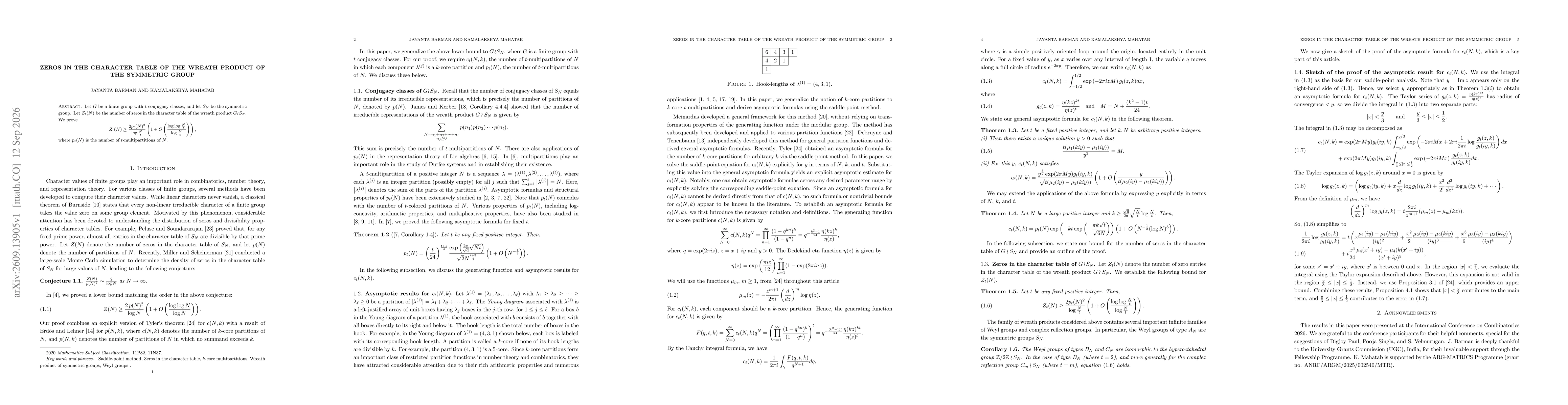 Thumbnail for Zeros in The Character Table of The Wreath Product of The Symmetric Group
