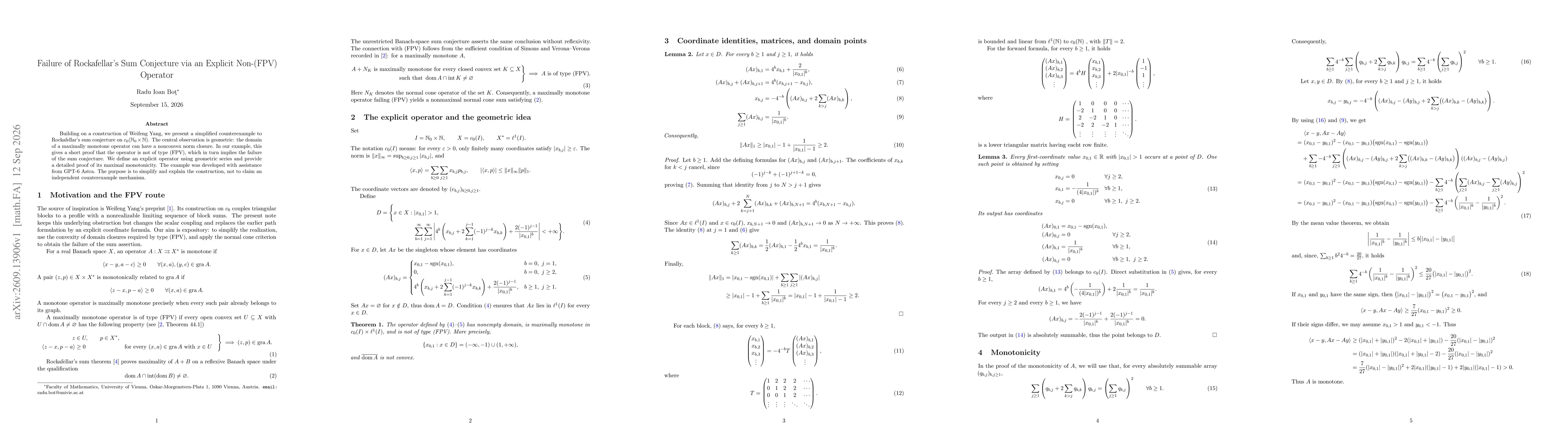 Thumbnail for Failure of Rockafellar's Sum Conjecture via an Explicit Non-(FPV) Operator