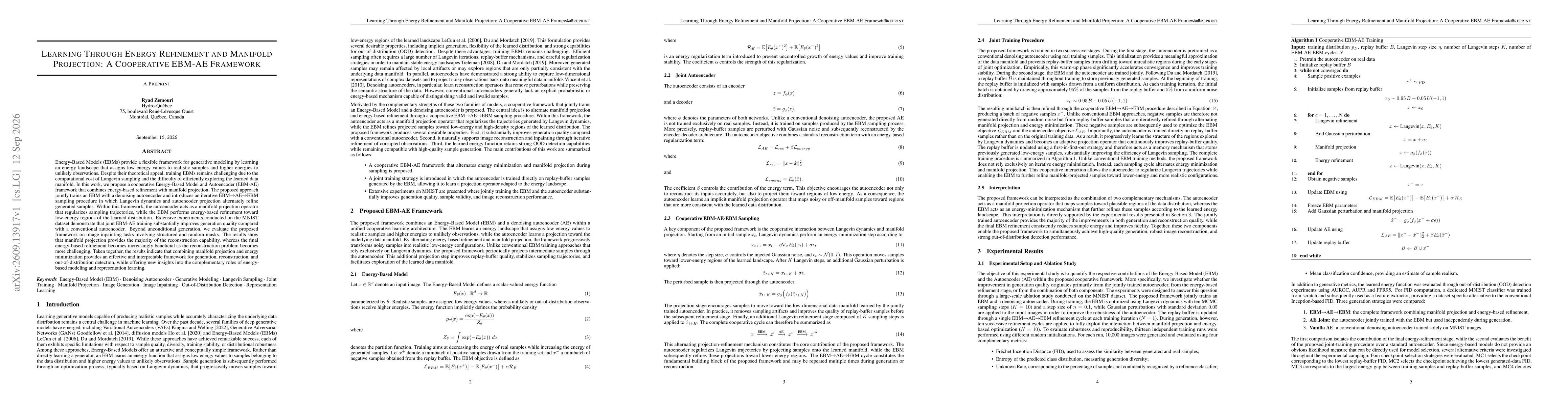 Thumbnail for Learning Through Energy Refinement and Manifold Projection: A Cooperative EBM-AE Framework
