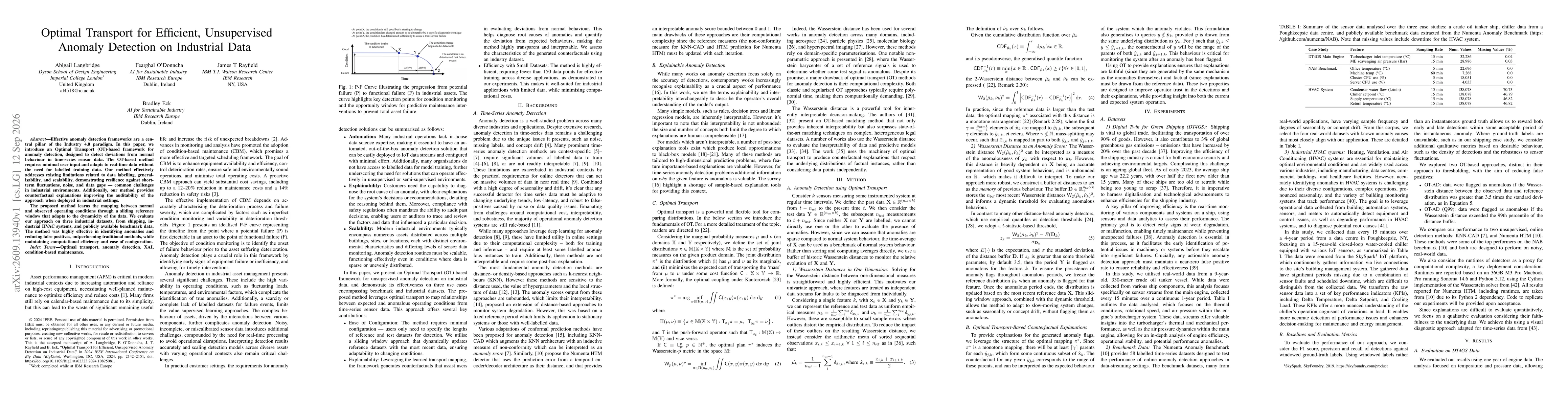 Thumbnail for Optimal Transport for Efficient, Unsupervised Anomaly Detection on Industrial Data