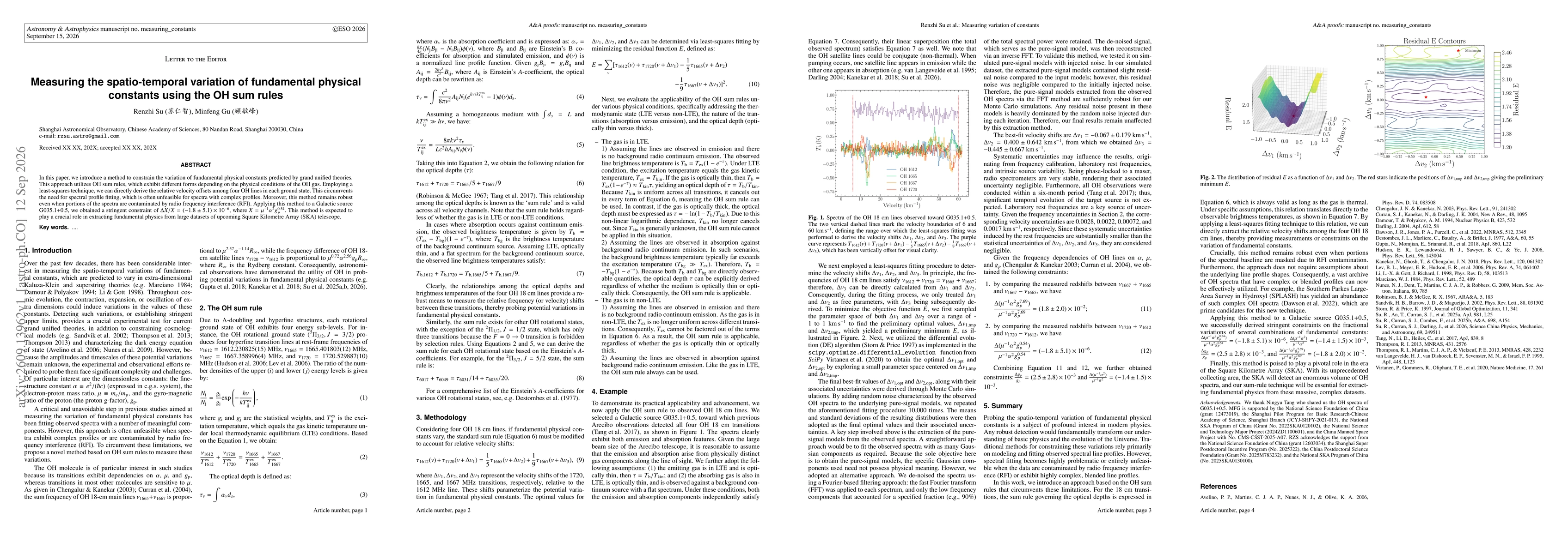 Thumbnail for Measuring the spatio-temporal variation of fundamental physical constants using the OH sum rules