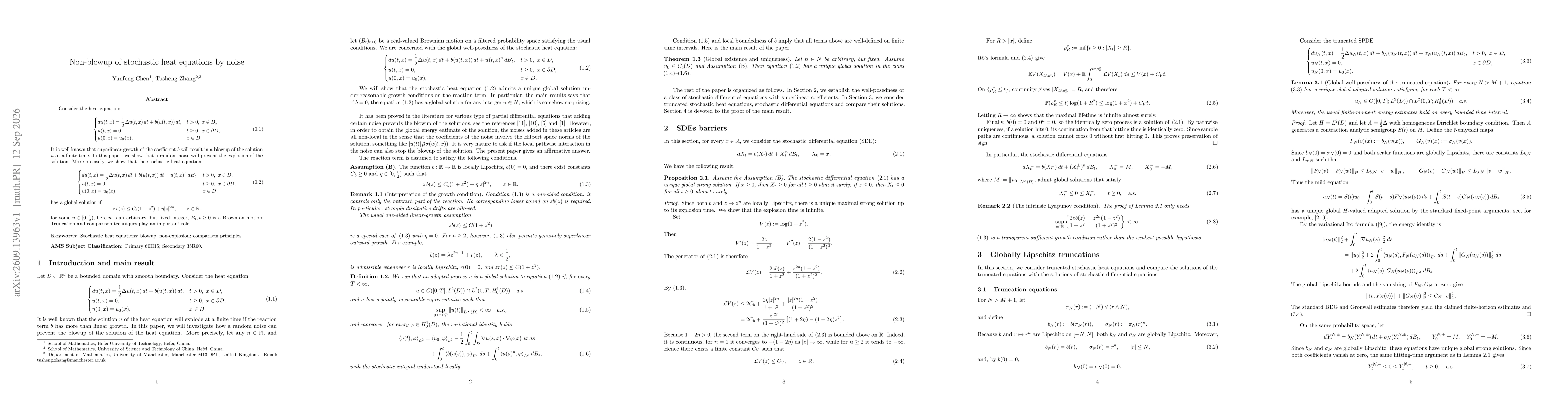 Thumbnail for Non-blowup of stochastic heat equations by noise