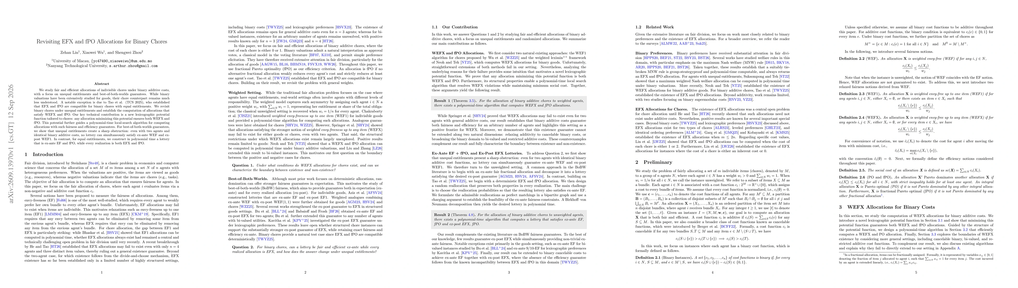 Thumbnail for Revisiting EFX and fPO Allocations for Binary Chores
