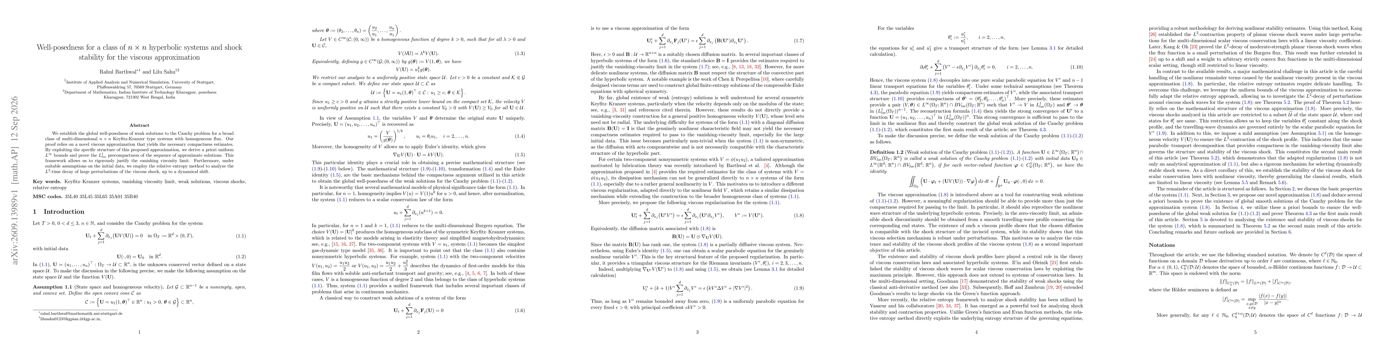 Thumbnail for Well-posedness for a class of $n\times n$ hyperbolic systems and shock stability for the viscous approximation