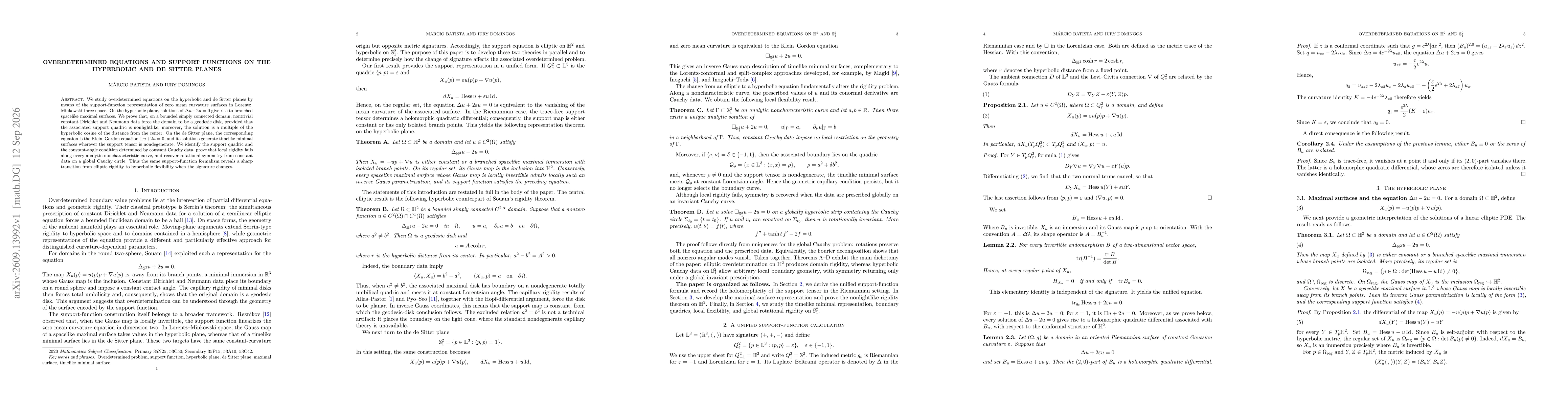 Thumbnail for Overdetermined equations and support functions on the hyperbolic and de Sitter planes