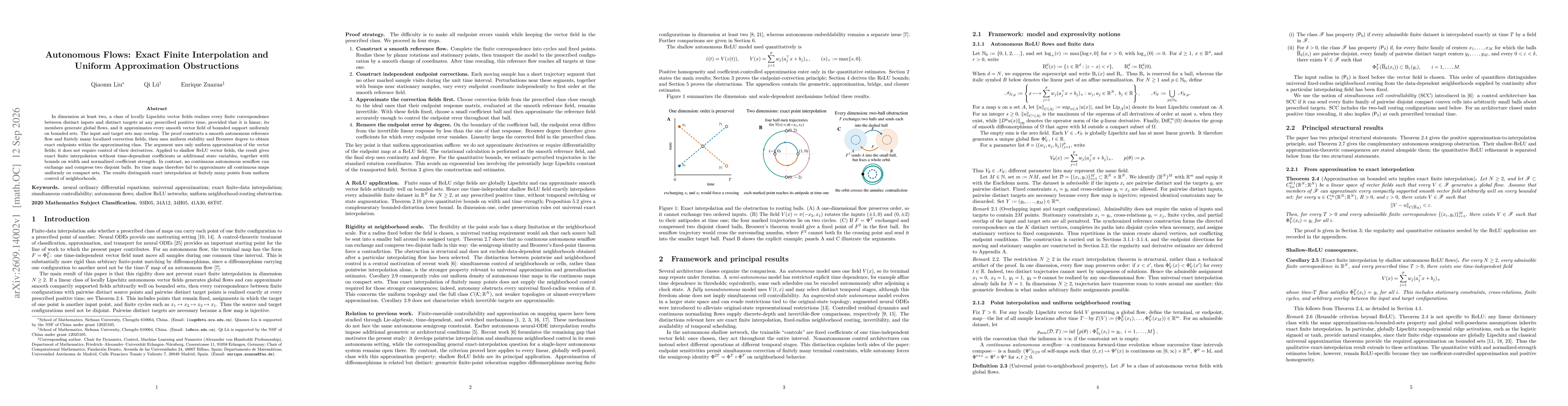Thumbnail for Autonomous Flows: Exact Finite Interpolation and Uniform Approximation Obstructions