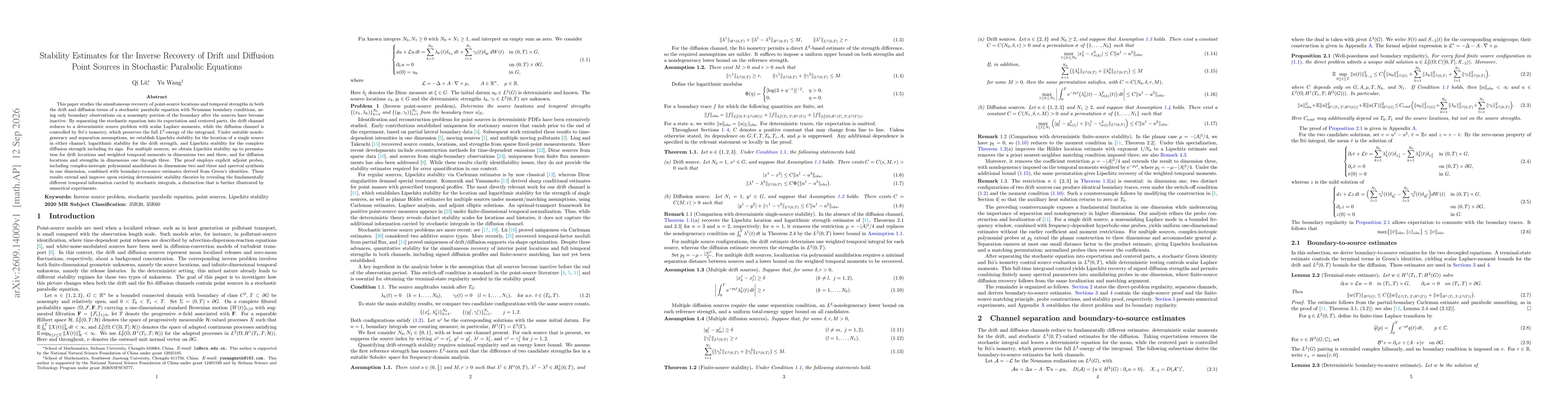 Thumbnail for Stability Estimates for the Inverse Recovery of Drift and Diffusion Point Sources in Stochastic Parabolic Equations