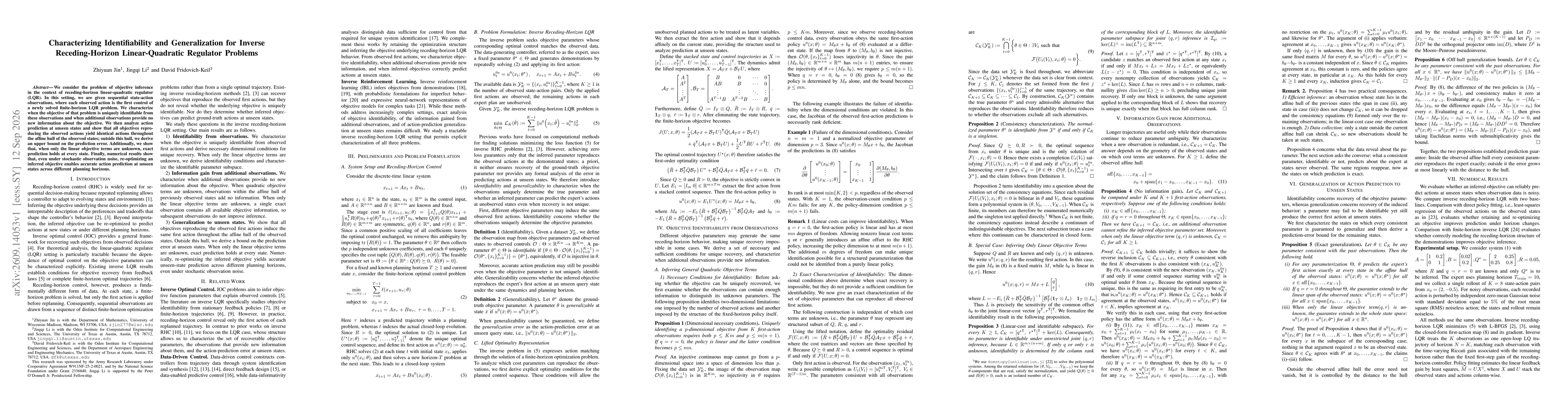 Thumbnail for Characterizing Identifiability and Generalization for Inverse Receding-Horizon Linear-Quadratic Regulator Problems