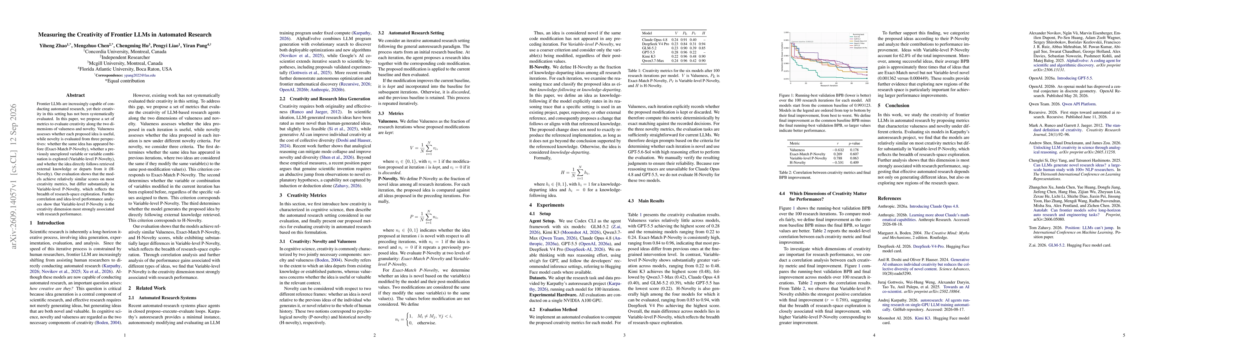 Thumbnail for Measuring the Creativity of Frontier LLMs in Automated Research