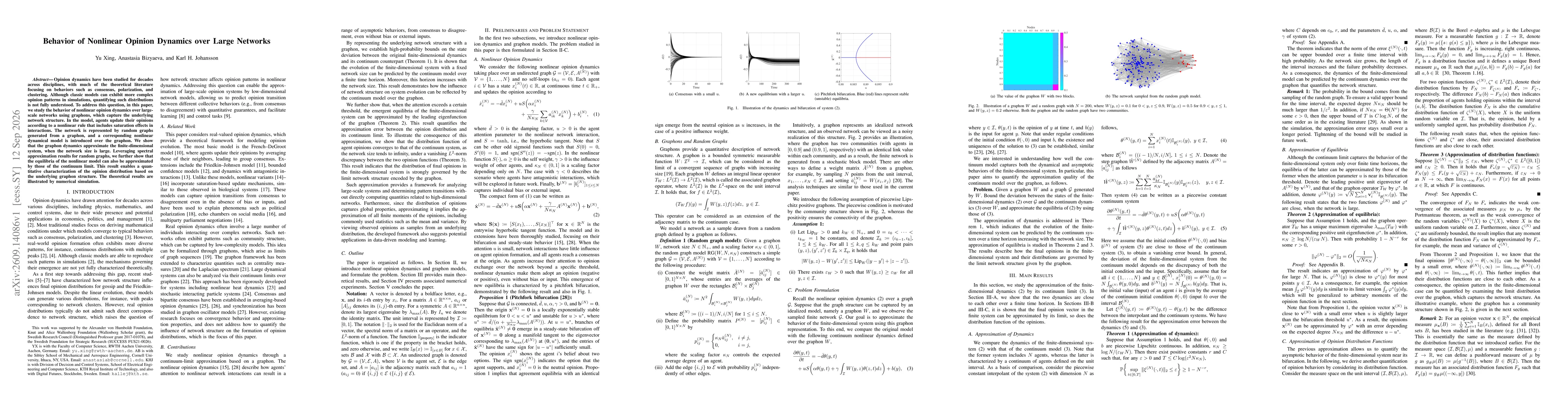 Thumbnail for Behavior of Nonlinear Opinion Dynamics over Large Networks