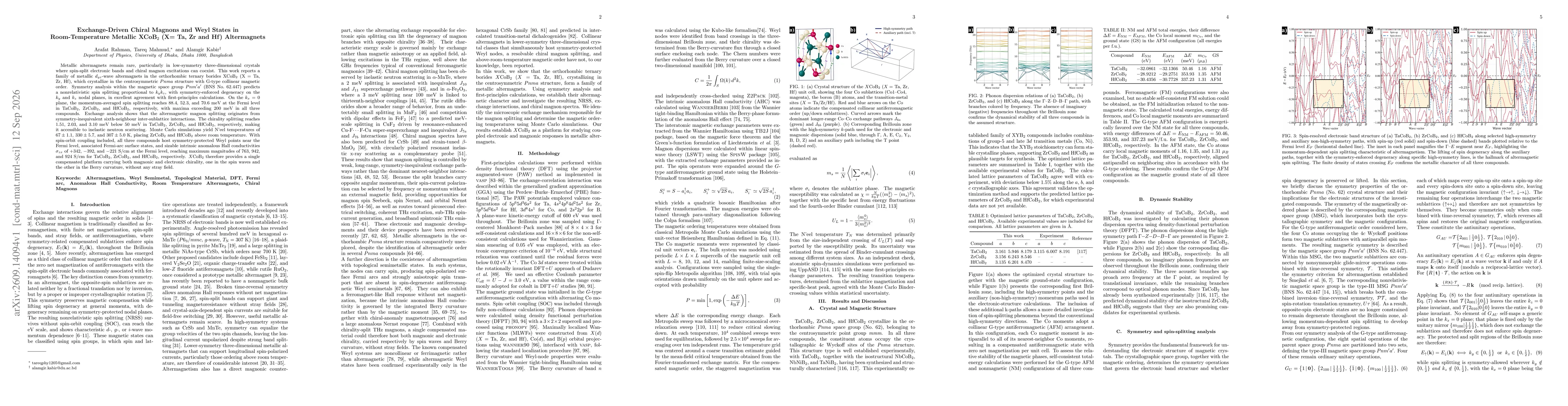 Thumbnail for Exchange-Driven Chiral Magnons and Weyl States in Room-Temperature Metallic XCoB$_2$ (X= Ta, Zr and Hf) Altermagnets