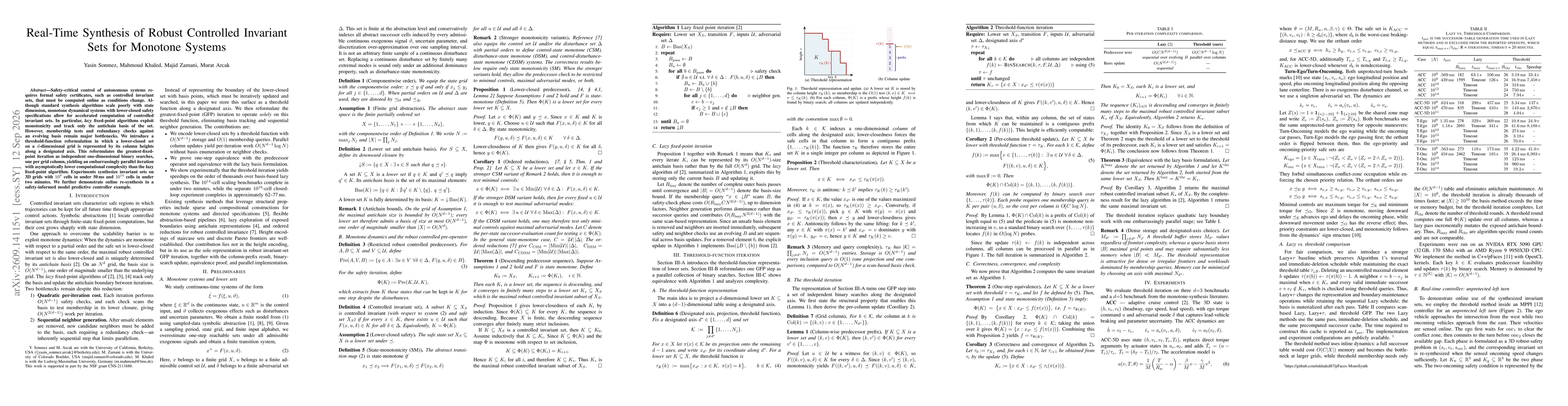 Thumbnail for Real-Time Synthesis of Robust Controlled Invariant Sets for Monotone Systems