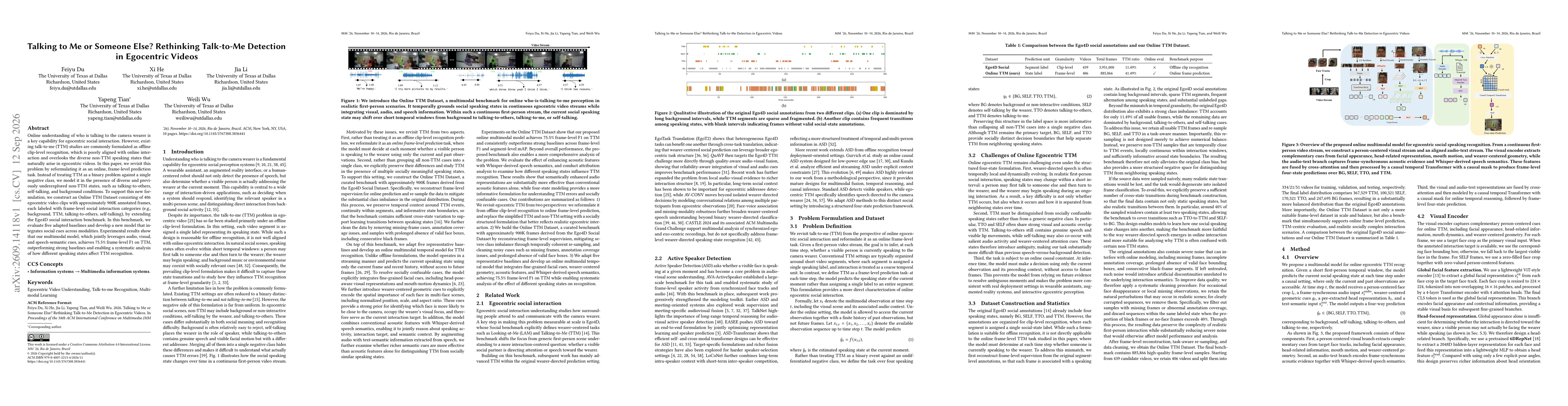 Thumbnail for Talking to Me or Someone Else? Rethinking Talk-to-Me Detection in Egocentric Videos