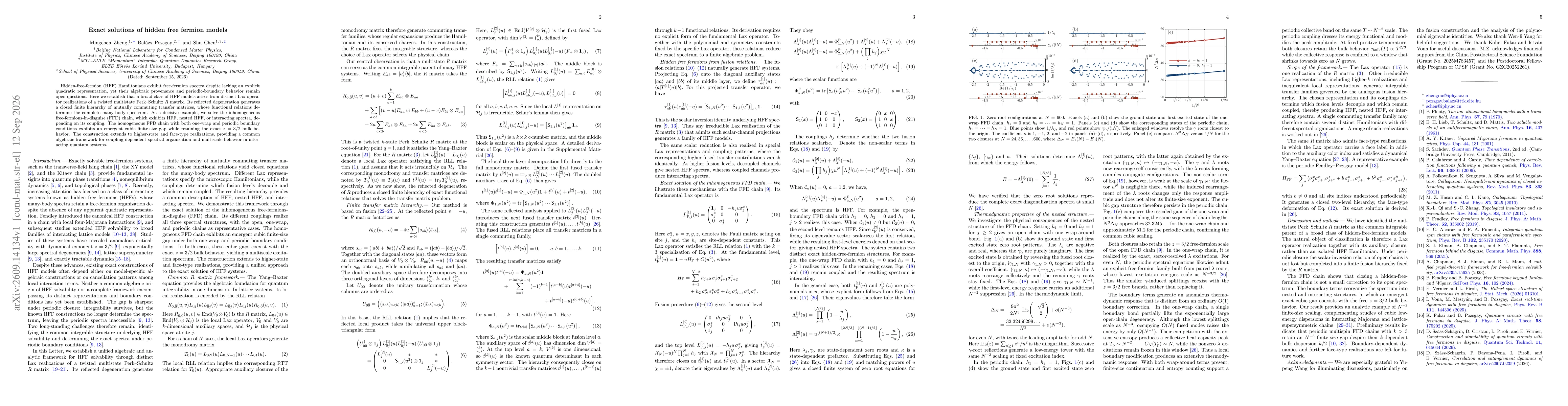 Thumbnail for Exact solutions of hidden free fermion models