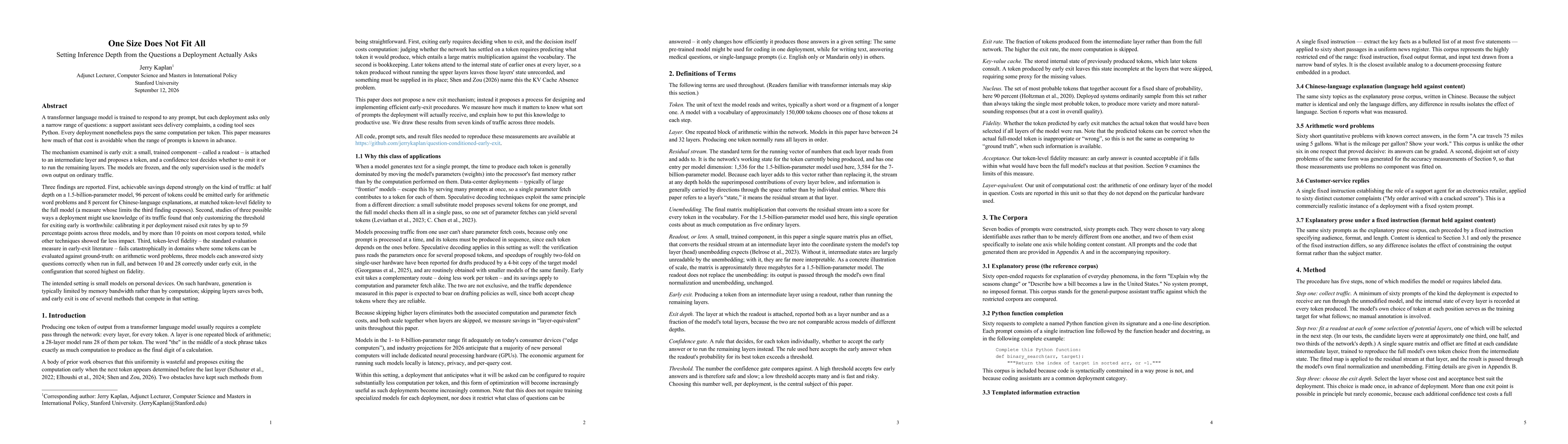 Thumbnail for One Size Does Not Fit All: Setting Inference Depth from the Questions a Deployment Actually Asks