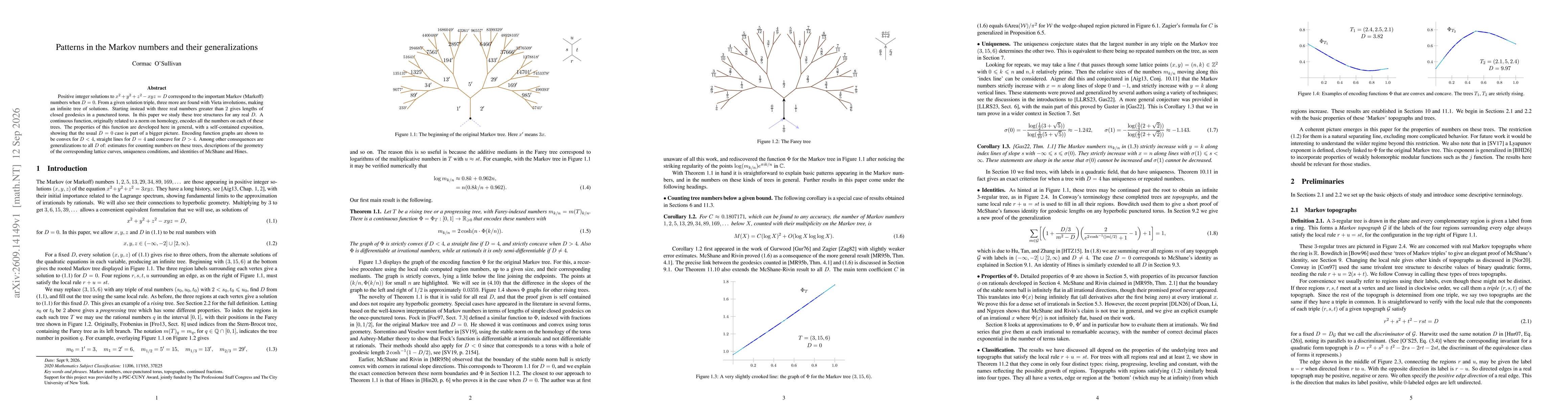 Thumbnail for Patterns in the Markov numbers and their generalizations