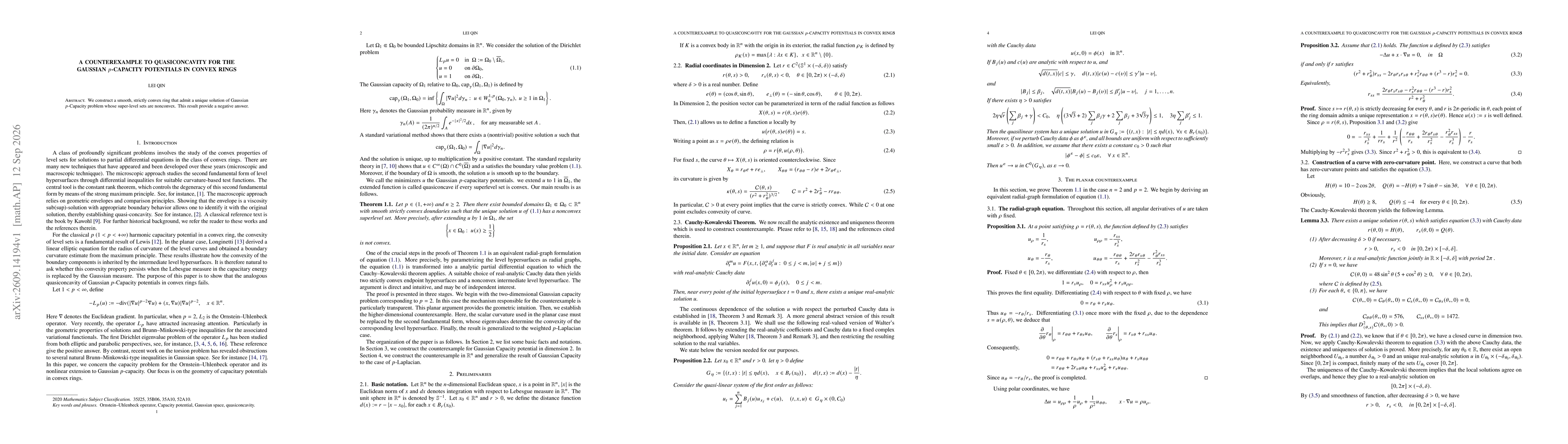 Thumbnail for A counterexample to quasiconcavity for the Gaussian $p$-Capacity potentials in convex rings
