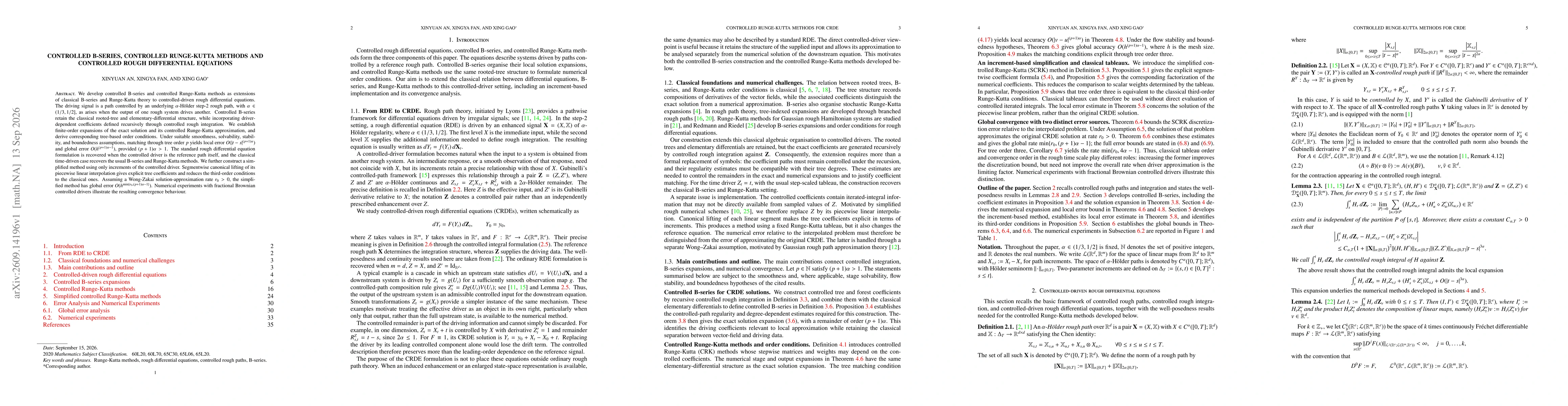 Thumbnail for Controlled B-series, controlled Runge-Kutta methods and controlled rough differential equations
