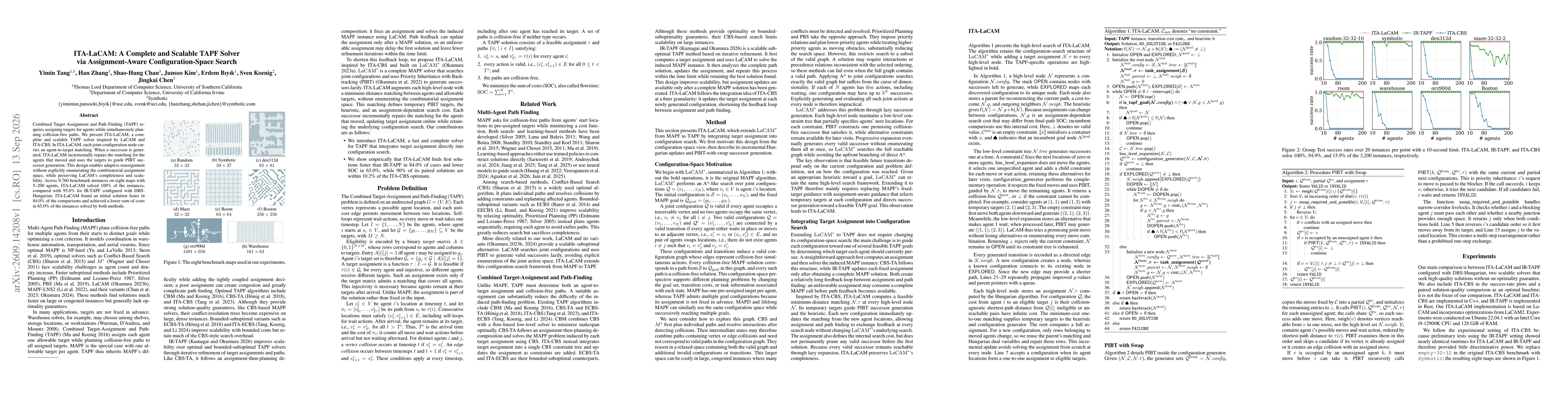 Thumbnail for ITA-LaCAM: A Complete and Scalable TAPF Solver via Assignment-Aware Configuration-Space Search