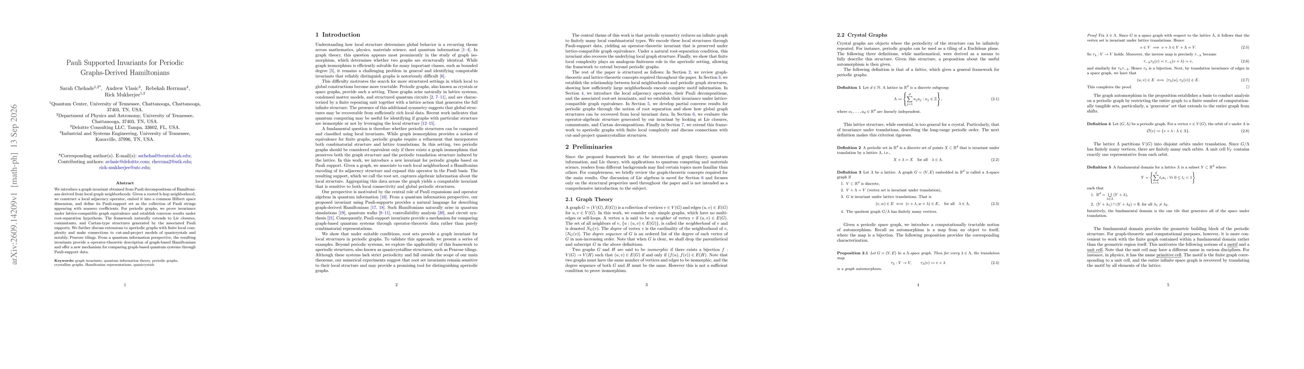 Thumbnail for Pauli Supported Invariants for Periodic Graphs-Derived Hamiltonians